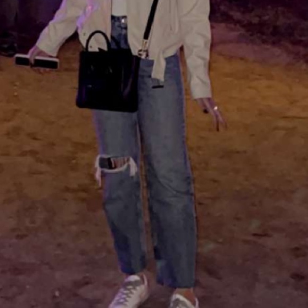 ZARA RIPPED STRAIGHT JEANS - Picture 2 of 2